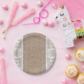 ヴィンテージ、レース、ぼろぼろのバーラップ、ビクトリアングランジ ペーパープレート (パーティー)