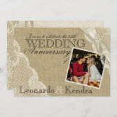 ヴィンテージ・レース・ウェディング・アニバーサリー 招待状 (正面/裏面)