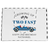 ヴィンテージ レース カー ハッピー 2 歳の誕生日 ラージペーパーバッグ (正面)
