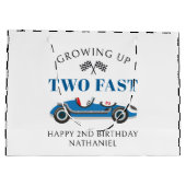 ヴィンテージ レース カー ハッピー 2 歳の誕生日 ラージペーパーバッグ (裏面)