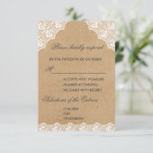 ヴィンテージ レース クラフトペーパー 結婚式 RSVP (スタンド正面)
