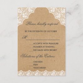 ヴィンテージ レース クラフトペーパー 結婚式 RSVP