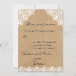 ヴィンテージ レース クラフトペーパー 結婚式 RSVP