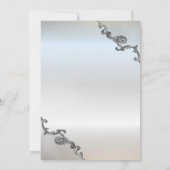 ヴィンテージ レース ボーダー シルバー ウェディング 招待状 (裏面)