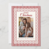 ヴィンテージ レース レトロ 赤 ストライプ 1枚の写真 クリスマス (正面)