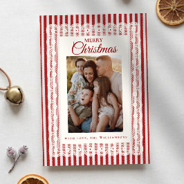 ヴィンテージ レース レトロ 赤 ストライプ 1枚の写真 クリスマス