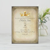 ヴィンテージ ロイヤル ゴールド クラウン エレガント ウェディング 招待状 (スタンド正面)