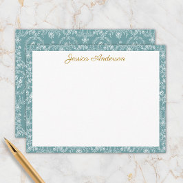 ヴィンテージ ロココ フラワーズ フラワーリー パーソナライズド ネーム ノートカード