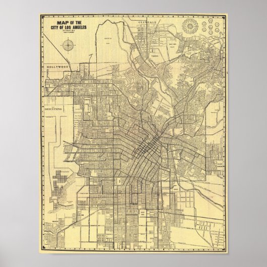ヴィンテージ ロサンゼルス 地図ポスター 1914年 ポスター (正面)