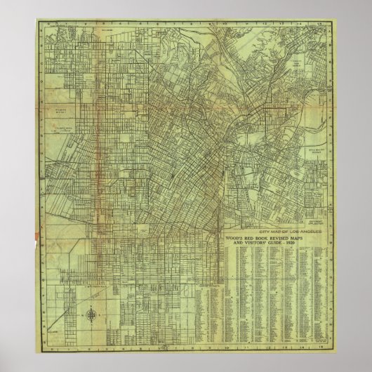 ヴィンテージ ロサンゼルス 地図ポスター 1920 ポスター (正面)