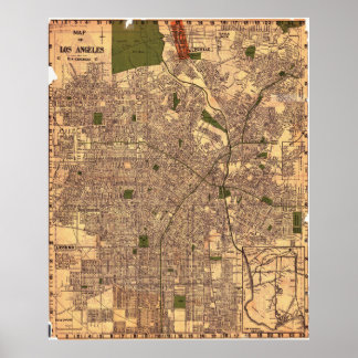 ヴィンテージ ロサンゼルス 地図ポスター 1924 ポスター