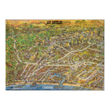 ヴィンテージ ロサンゼルス 絵地図 ポスター 1974