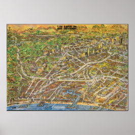 ヴィンテージ ロサンゼルス 絵地図 ポスター 1974