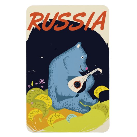 ヴィンテージ ロシア クマ 旅行ポスター マグネット (縦)