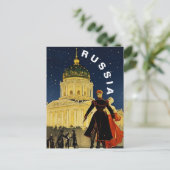 ヴィンテージ ロシア 冬の夜の旅 ポストカード (スタンド正面)