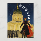 ヴィンテージ ロシア 冬の夜の旅 ポストカード (正面)