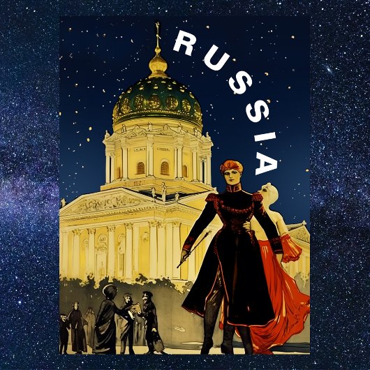 ヴィンテージ ロシア 冬の夜の旅 ポストカード