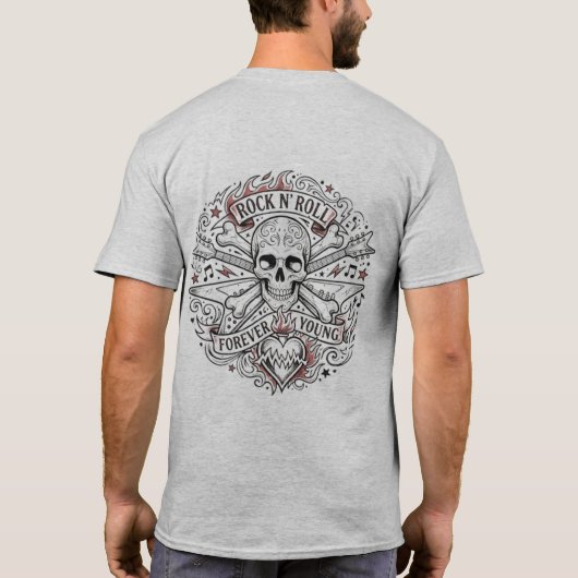 ヴィンテージ・ロッカー 髑髏と十字骨 Tシャツ (裏面)