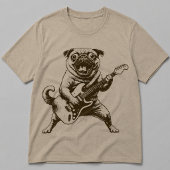 ヴィンテージ・ロックバンドのパグ犬 エレキギター トライブレンドＴシャツ