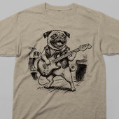 ヴィンテージ・ロックバンドのパグ犬 エレキギター トライブレンドＴシャツ