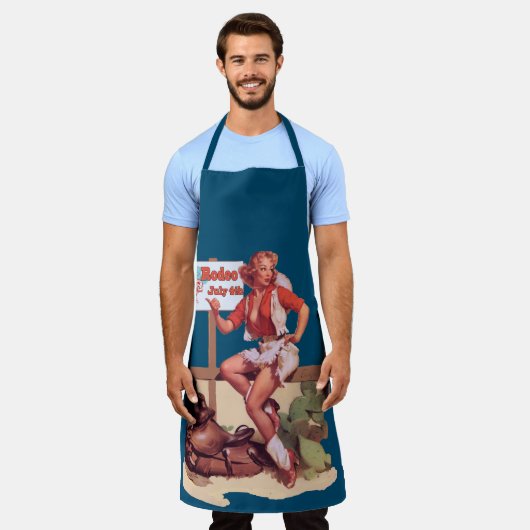 ヴィンテージ・ロデオ女性のカーボーイ・ヒッチン エプロン (着用した状態)