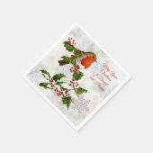 ヴィンテージ・ロビン・ホリー・スノーフレーク スタンダードカクテルナプキン (角)