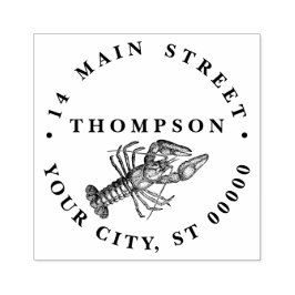 ヴィンテージ・ロブスター #1 ドローイング ネーム リターンアドレス ラバースタンプ