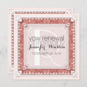 ヴィンテージ ロマンス ピンク ブライダル ヴォウ リニューアル 招待状 (正面/裏面)