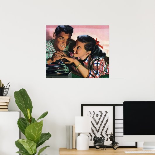 ヴィンテージ・ロマンス、高校生愛の恋人 ポスター (ホームオフィス)