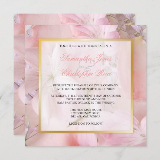 ヴィンテージ+ロマンチックフローラ結婚式招待状 招待状 (正面/裏面)