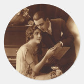 ヴィンテージ ロマンティック ミュージック - 愛とロマンスの恋人たち ラウンドシール (正面)