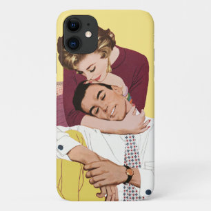 ヴィンテージ ロマンティック ラブ、黄色のレトロ ロマンス iPhone 11 ケース