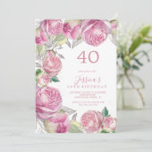 ヴィンテージ ロマンティック ローズ バースデー 招待状 (スタンド正面)