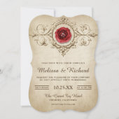 ヴィンテージ ロマンティック ローズ フローリッシュ ウェディング インビテーション (正面)