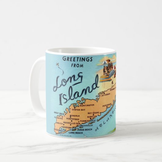 ヴィンテージ ロングアイランド地図マグ コーヒーマグカップ (正面左)