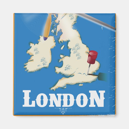 ヴィンテージ ロンドン イングランド旅行ポスター マグネット (正面)