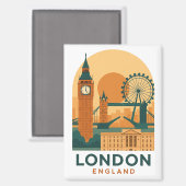 ヴィンテージ ロンドン イングランド 旅行 | レトロ マグネット (正面/裏面)