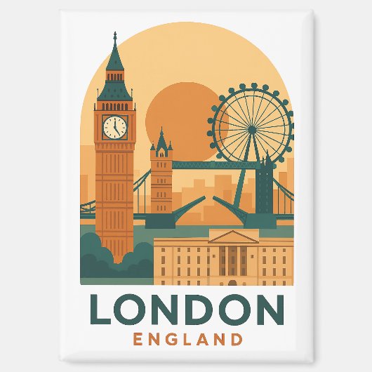 ヴィンテージ ロンドン イングランド 旅行 | レトロ マグネット (正面)