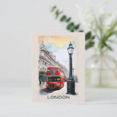 ヴィンテージ ロンドン イングランド 赤バス 旅行 ポストカード (スタンド正面)