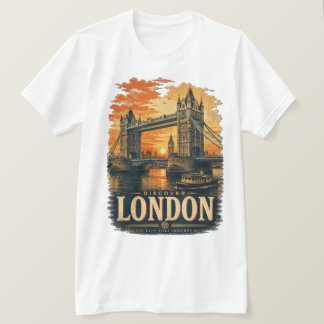 ヴィンテージ ロンドン タワー ブリッジ 日没 リトロ 旅行 Tシャツ