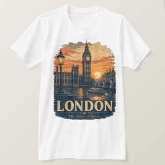 ヴィンテージ ロンドン ビッグベン 日没 リトロ 旅行 グラフィック Tシャツ