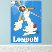 ヴィンテージ ロンドン 旅行ポスター キャンバスプリント (インサイチュ (ウッドフロア))