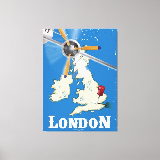 ヴィンテージ ロンドン 旅行ポスター キャンバスプリント (正面)