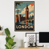 ヴィンテージ ロンドン 旅行 ポスター (ホームオフィス)