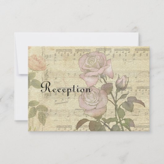 ヴィンテージ ローズと楽譜 ウェディング セット 招待状 (正面)