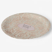 ヴィンテージ ローズゴールド ダマスク シャビー シック ウェディング ペーパープレート (アングル)