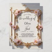 ヴィンテージ ローズゴールド フレーム 招待状 (正面/裏面)