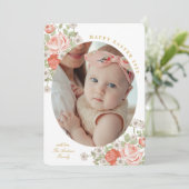 ヴィンテージ ローズバッド  イースター フォト 挨拶 招待状 (スタンド正面)