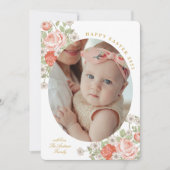 ヴィンテージ ローズバッド  イースター フォト 挨拶 招待状 (正面)