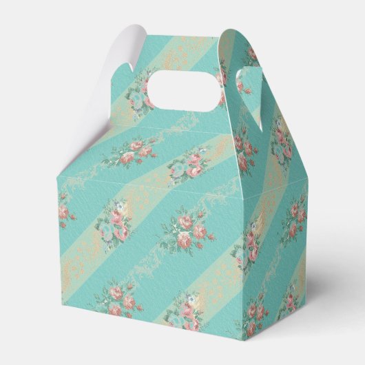 ヴィンテージ ローズ柄 お菓子箱 フェイバーボックス (正面サイド)